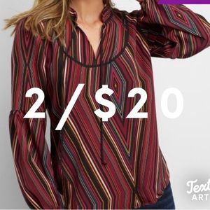 Maurice’s Colorful Diamond Back Long Sleeved Peasant Blouse